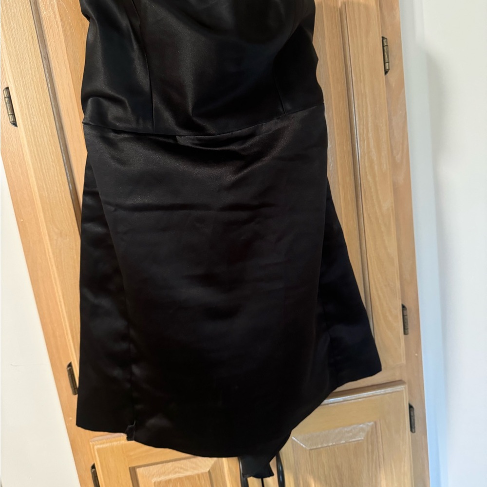 Lulu's Black Asymmetrical Wrap Pencil Dress W/ Bow